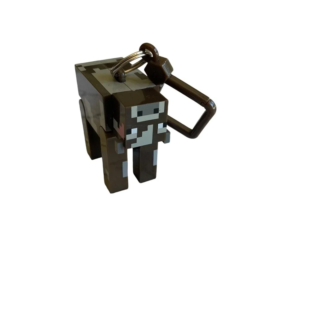 Pre-Owned MineCraft Cow Figural Keyring/Backpack Clip Farm Animal Game Toy